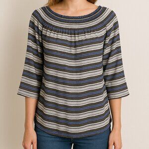 J. Jill Women's Small  Stripe‎ Knit Top 3/4 Sleeve Pullover Casual Soft Tee